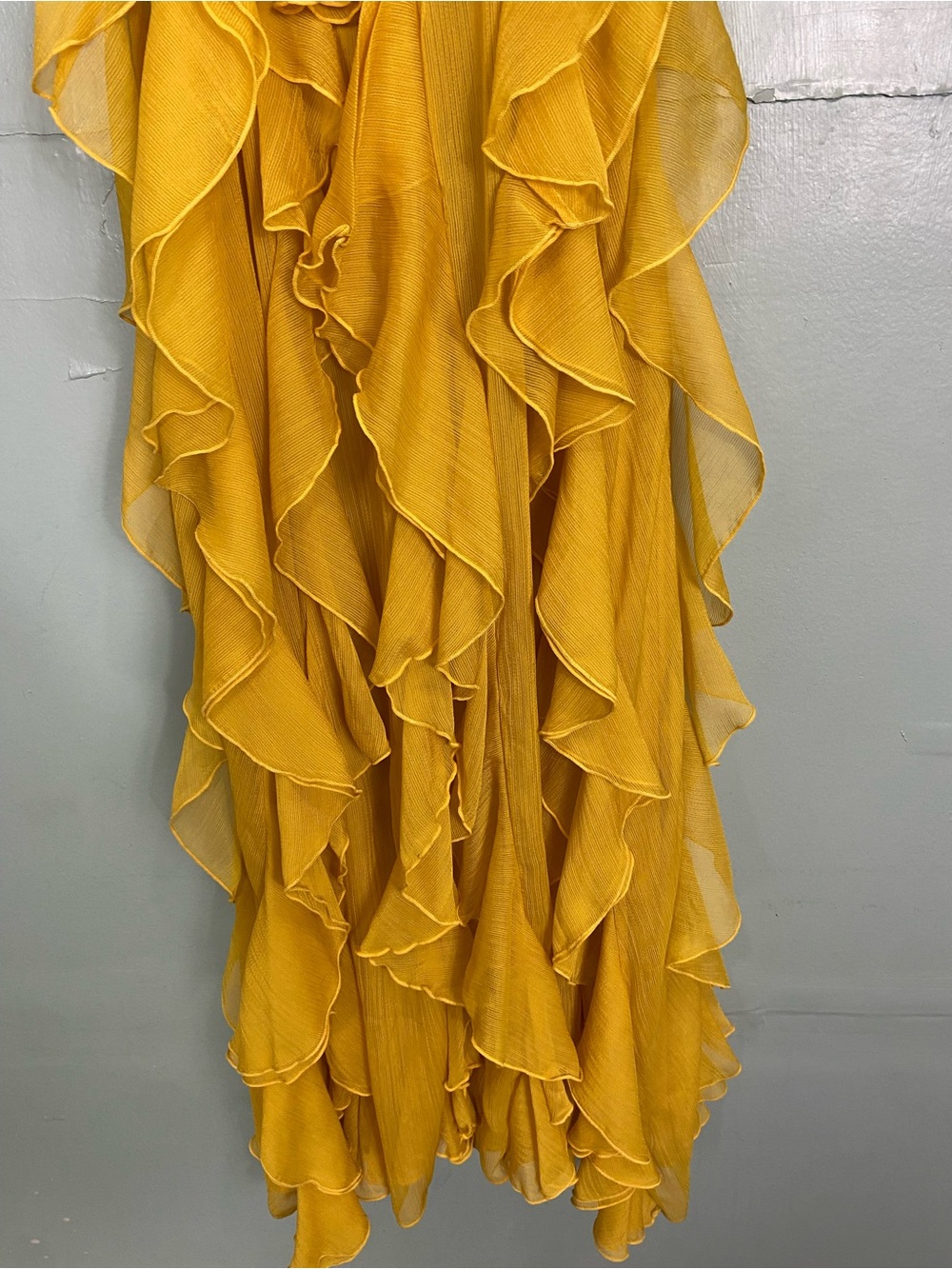 Ronny Kobo Liora Dress Ruffle Yellow Maxi XS Halter - Picture 8 of 8